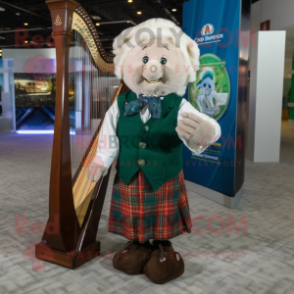 nan Celtic Harp mascot costume character dressed with a Button-Up Shirt and Pocket squares