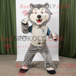 Grå Say Wolf maskot kostume...
