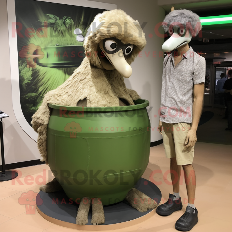 Olive Ostrich mascot costume character dressed with a Tank Top and Watches Olive Ostrich mascot costume character dressed with a Tank Top and Watches