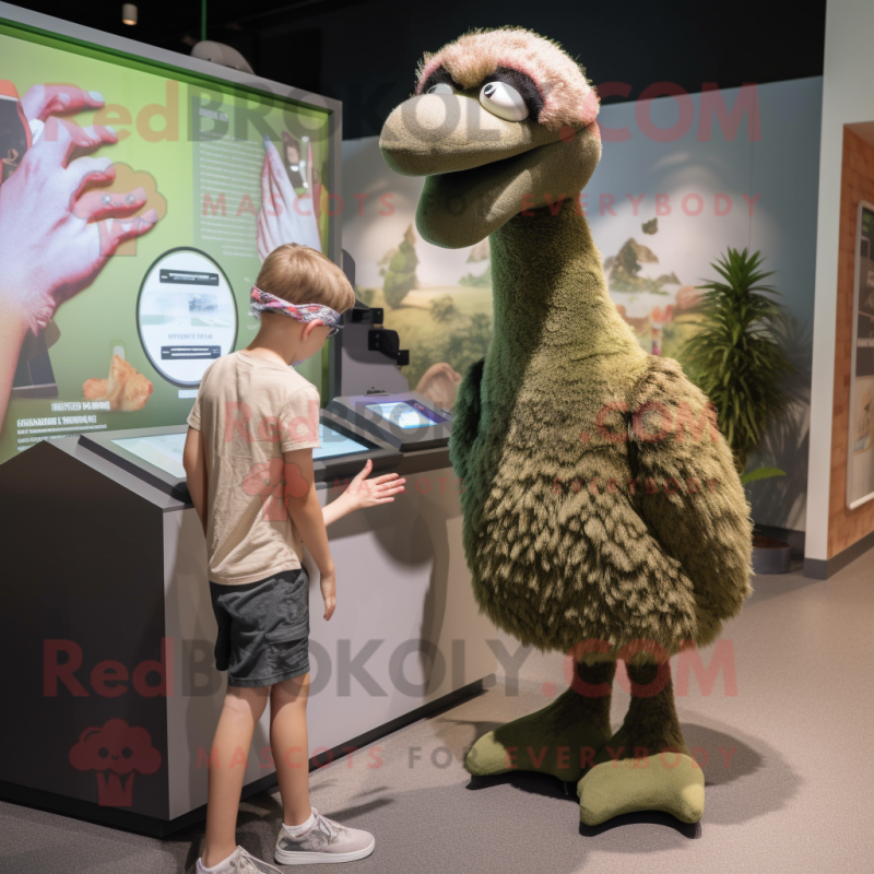 Olive Ostrich mascot costume character dressed with a Tank Top and Watches Olive Ostrich mascot costume character dressed with a Tank Top and Watches