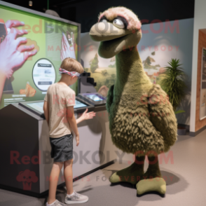 Olive Ostrich mascot costume character dressed with a Tank Top and Watches