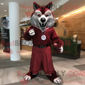 Maroon Wolf maskot kostume...