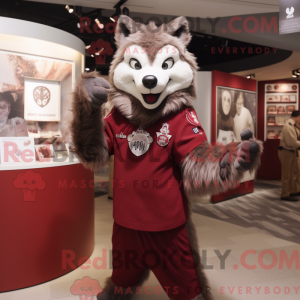 Maroon Wolf-mascottekostuum...