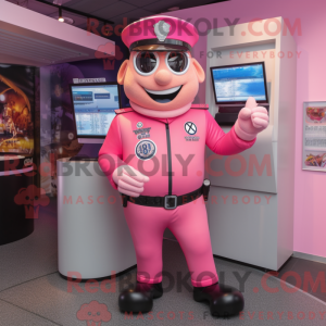 Pink Police Officer mascot...