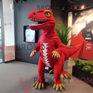 Rød Spinosaurus maskot...