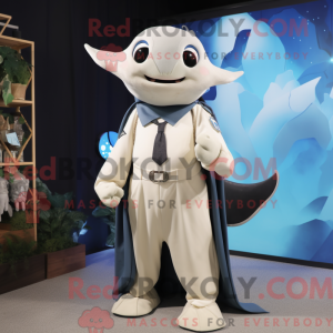Cream Manta Ray maskot...