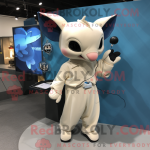 Cream Manta Ray mascot...