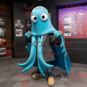 Cyan Squid Maskottchen...