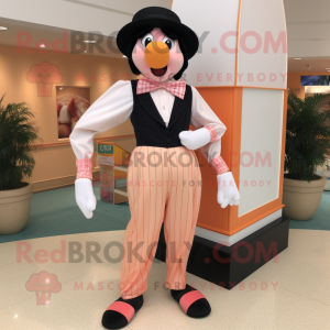 Peach Mime mascot costume character dressed with a Capri Pants and Ties