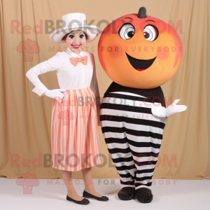 Peach Mime mascot costume character dressed with a Capri Pants and Ties