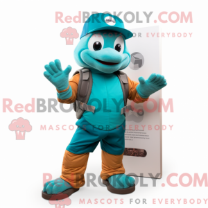 Teal Turtle-mascottekostuum...