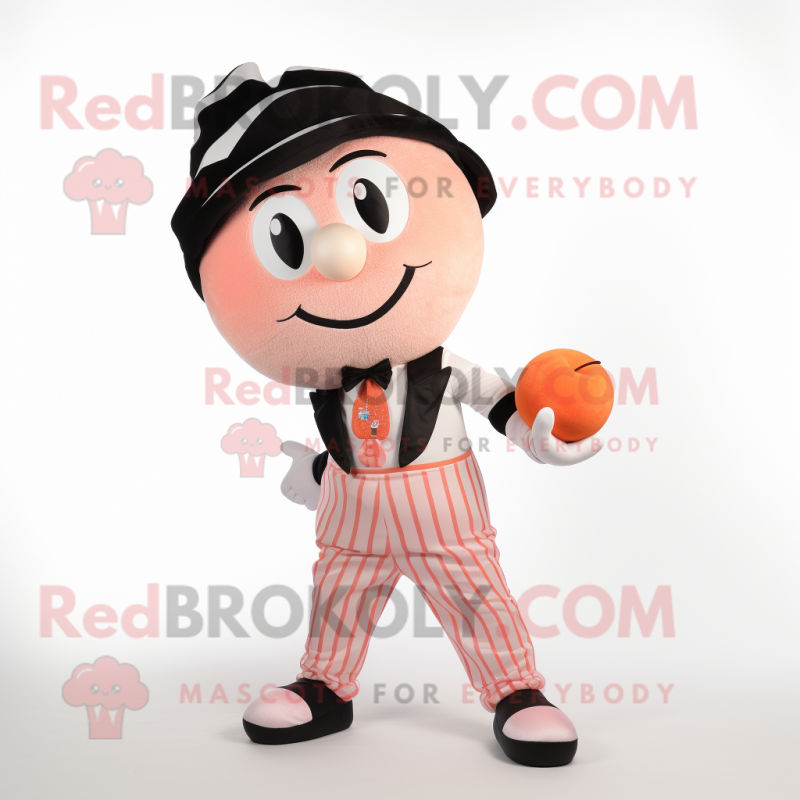 Peach Mime mascot costume character dressed with a Capri Pants and Ties Peach Mime mascot costume character dressed with a Capri Pants and Ties