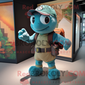 Teal Turtle Maskottchen...