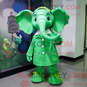 Grøn Elefant maskot kostume...