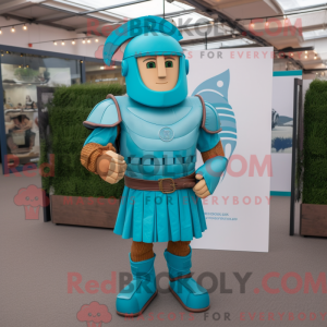Cyan romersk soldat maskot...