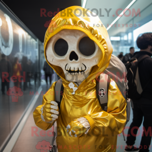 Gold Skull maskot kostume...
