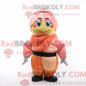 Fantasia de mascote de Samurai Pêssego com macacão e lenços - Mascotes samurais - REBROKO_313760 - RedBrokoly.com