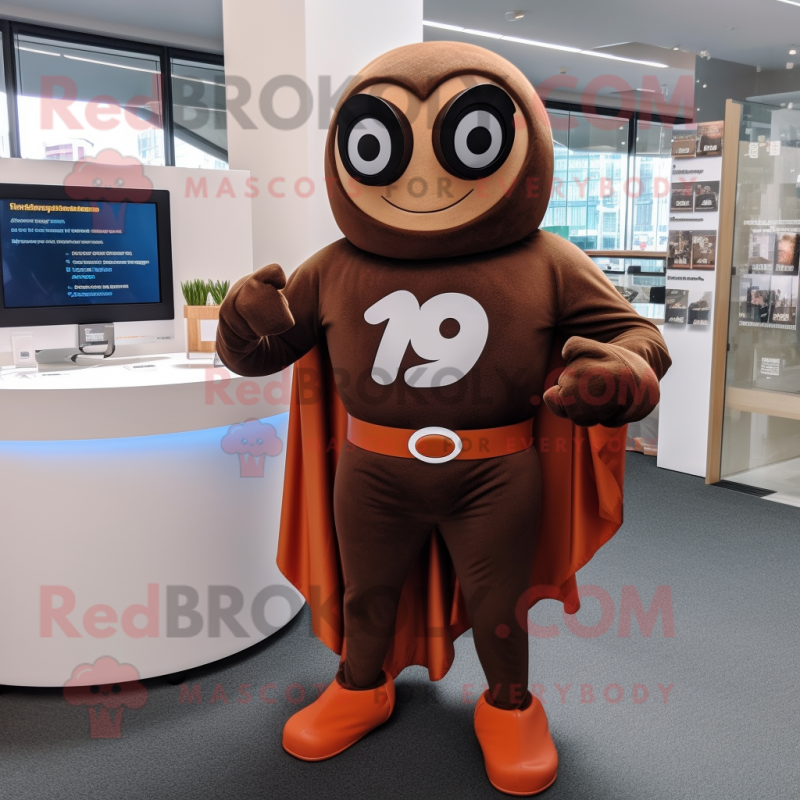 Brown Superhero mascot costume character dressed with a Sweater and Cufflinks Brown Superhero mascot costume character dressed with a Sweater and Cufflinks
