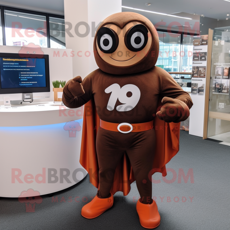 Brown Superhero mascot costume character dressed with a Sweater and Cufflinks