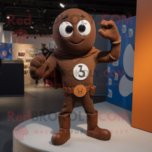 Brown Superhero mascot costume character dressed with a Sweater and Cufflinks