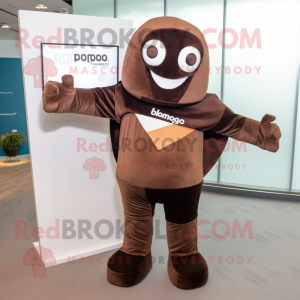 Brown Superhero mascot costume character dressed with a Sweater and Cufflinks