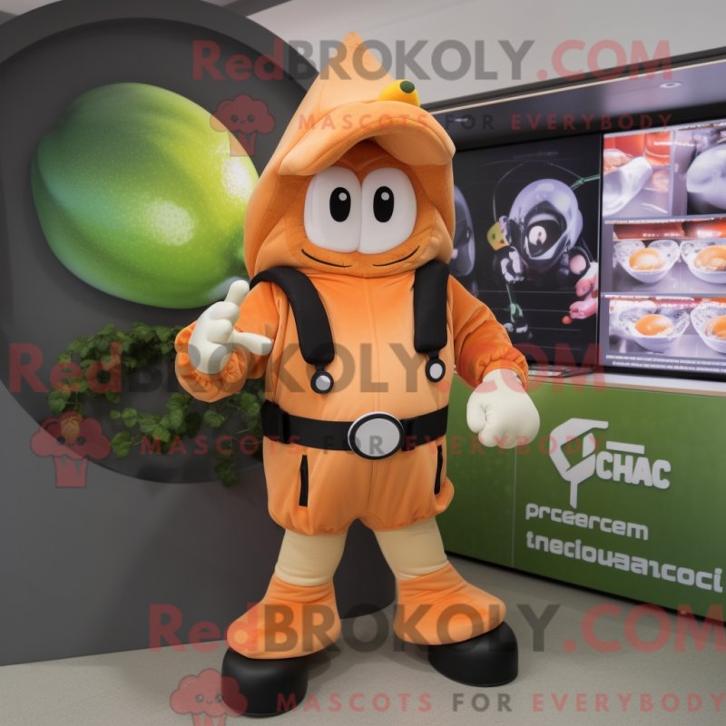 Persika Commando maskotdräkt iklädd munkjacka och ringar - Para Commando Mascots - REBROKO_313833 - RedBrokoly.com