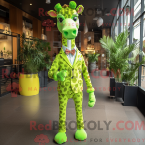 Limegrøn giraf maskot...