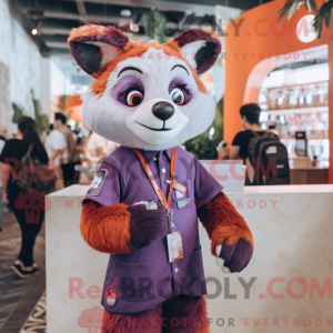 Lavendel rød Panda maskot...