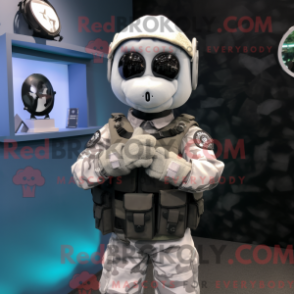 Silvermaskotdräkt av Para Commando med poplinskjorta och ringar - Para Commando Mascots - REBROKO_313946 - RedBrokoly.com