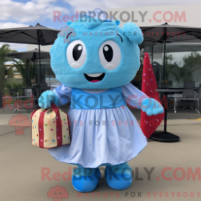 Fantasia de mascote Cupcake azul-céu com macacão e bolsas - Cupcake Mascotes - REBROKO_313984 - RedBrokoly.com
