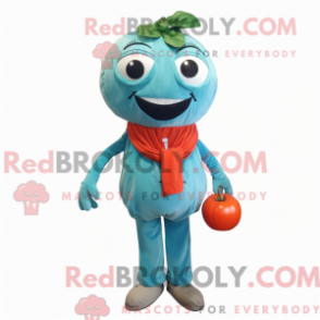 Fantasia de mascote de tomate turquesa com macacão e presilhas de cachecol - Mascotes de tomate - RedBrokoly.com
