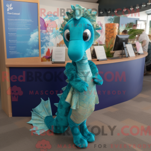 Teal Sea Horse mascot...