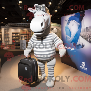 Sølv Quagga maskot kostume...