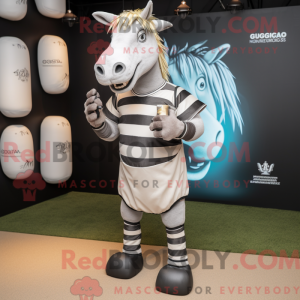 Sølv Quagga maskot kostume...