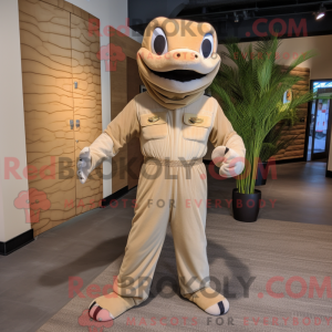 Tan Python maskot kostume...