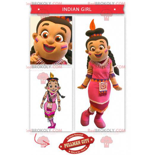 Mascote indiano com vestido rosa - Redbrokoly.com