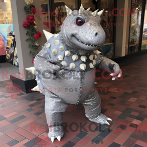 Sølv Ankylosaurus maskot...