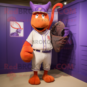 Lavender Lobster Bisque mascot costume character dressed with a Baseball Tee and Handbags