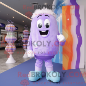 Fantasia de mascote Lavender Candy com bermuda e gravatas - Mascotes de caixa de doces - REBROKO_314303 - RedBrokoly.com