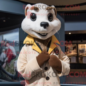 Beige Weasel maskot kostyme...