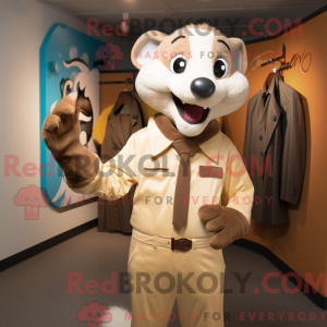 Beige Weasel maskot kostyme...