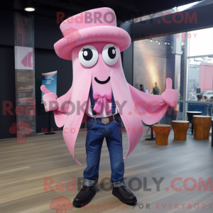 Pink Squid mascot costume...