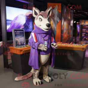 Fantasia de mascote de canguru roxo com moletom e alfinetes de xale - Mascotes Dingo - REBROKO_314410 - RedBrokoly.com