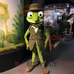 Olive Stilt Walker maskot...