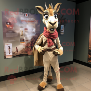 Tan Gazelle mascot costume character dressed with a Chinos and Scarf clips