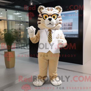 Beige Tiger maskot kostume...