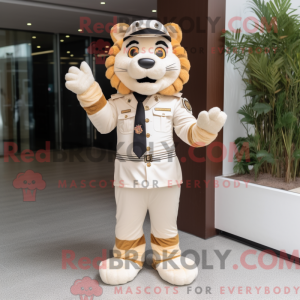 Beige Tiger maskot kostume...