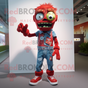 Red Zombie maskot kostume...