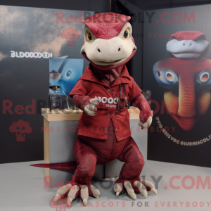 Maroon Komodo Dragon maskot...