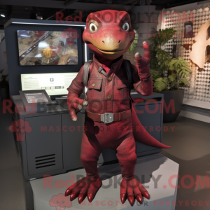 Maroon Komodo Dragon mascot...